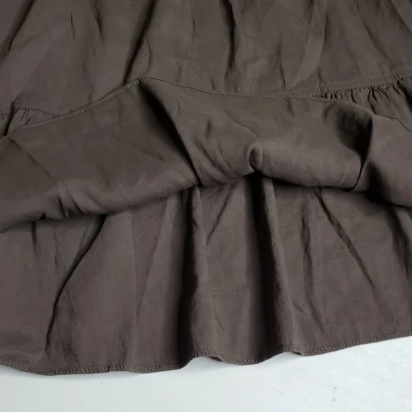 Theory Ellen Linen Blend Tiered Midi Dress Size 4 Brown Neutral Flowy Beachy - Picture 13 of 16